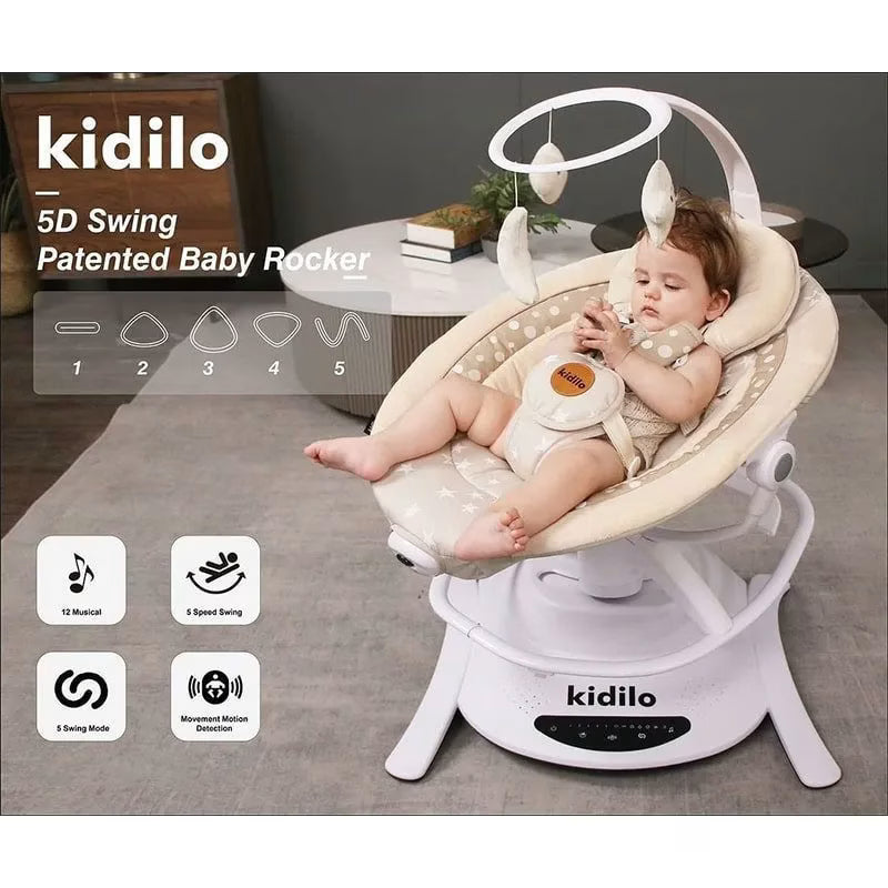 Balancelle Électrique Pivotante 360° avec Transat 2en1 – Kidilo