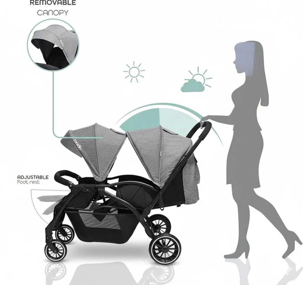 Poussette Jumeaux Kidilo – Gris