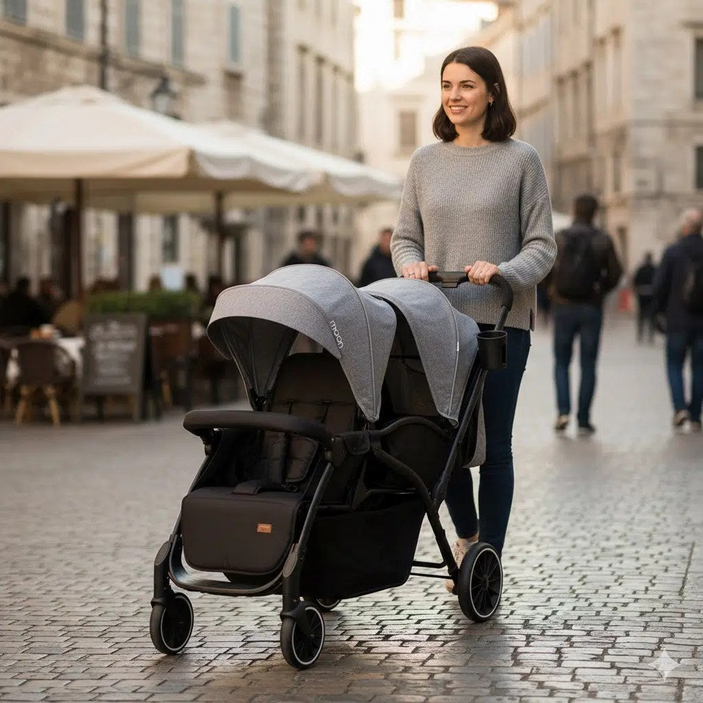 Poussette Jumeaux Kidilo – Gris