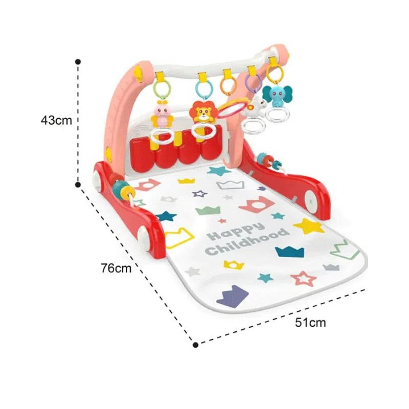 Tapis d’éveil avec un piano & Trotteur 2en1 – Rouge -Huanger