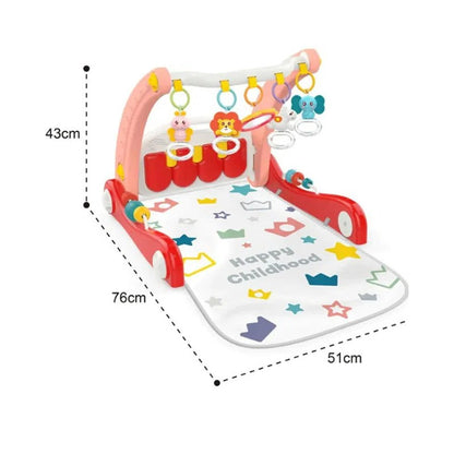 Tapis d’éveil avec un piano & Trotteur 2en1 – Rouge -Huanger