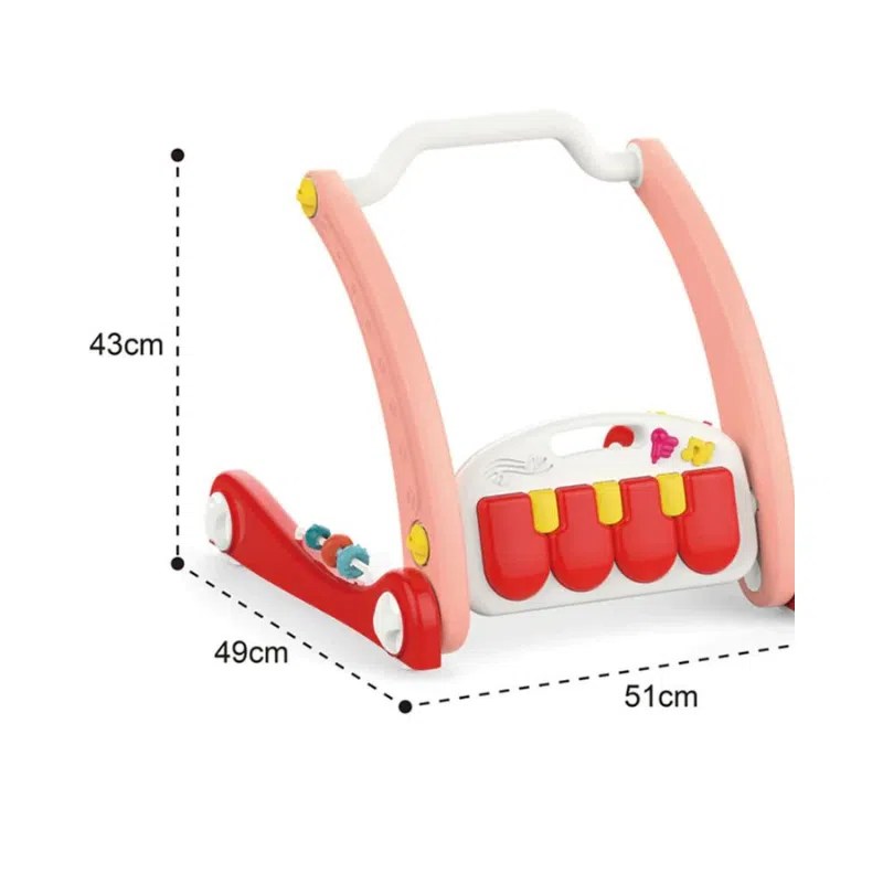 Tapis d’éveil avec un piano & Trotteur 2en1 – Rouge -Huanger