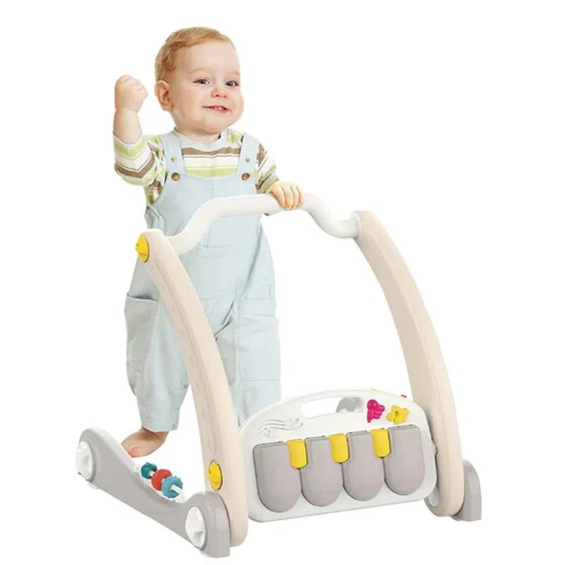 Tapis d’éveil avec un piano & Trotteur 2en1 – Beige – Huanger