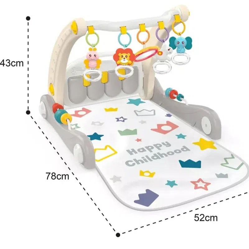 Tapis d’éveil avec un piano & Trotteur 2en1 – Beige – Huanger