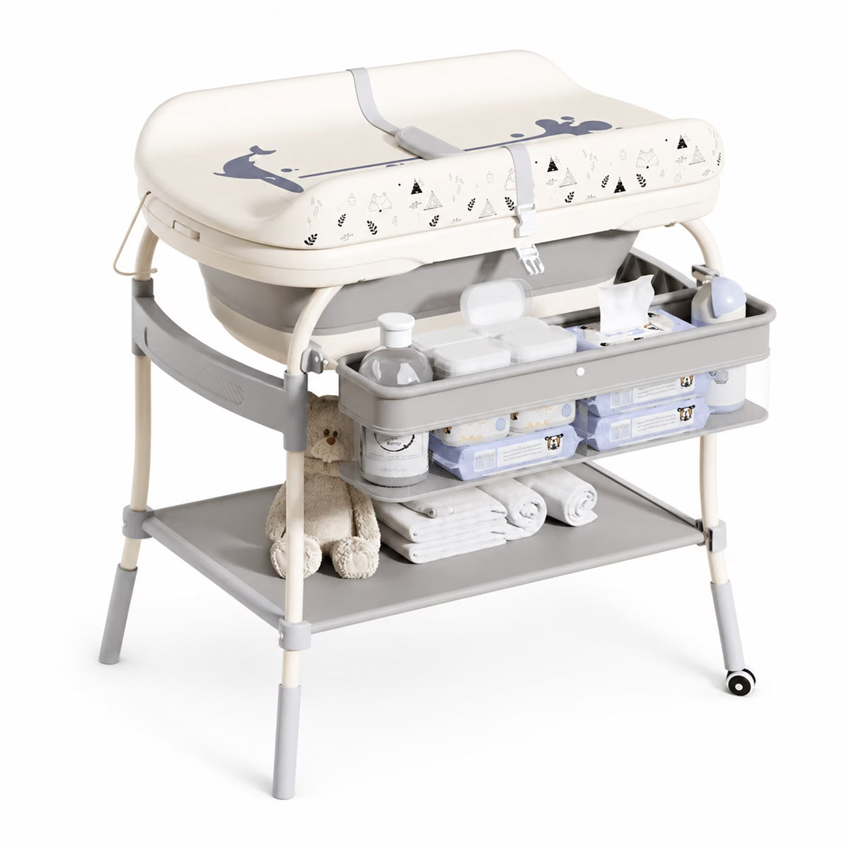 able à langer & Baignoire avec Thermomètre digital intégré