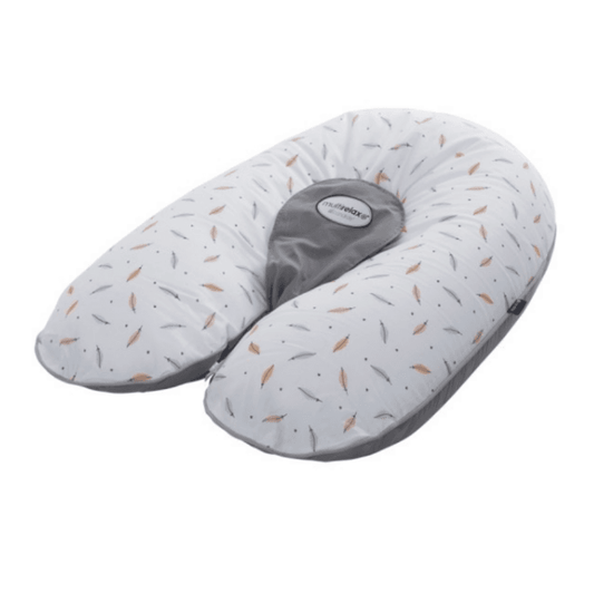 COUSSIN DE MATERNITÉ MULTIRELAX JERSEY PLUMES GRIS