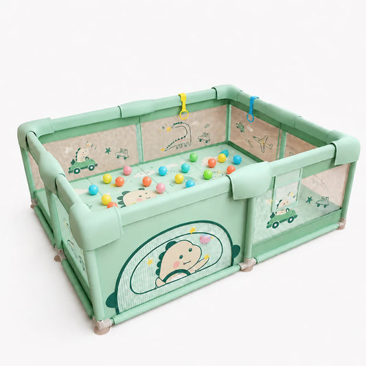 Parc de jeux bébé pliable 200 x 180 x 65 cm Vert avec tapis et balles